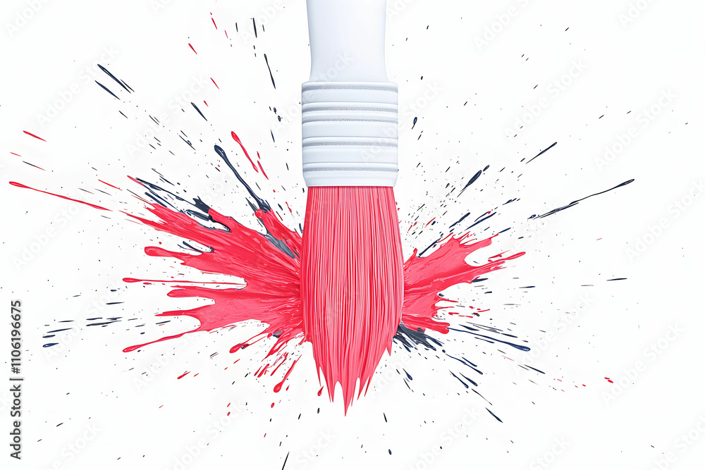Poster vibrant brush with paint splatter creating dynamic artistic expression for creative projects and des