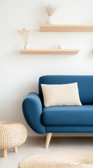 Modern Living Room with Fresh Blue Sofa and Minimalist Decor