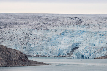 View of Qalerallit fjord and glacier in the south of Greenland