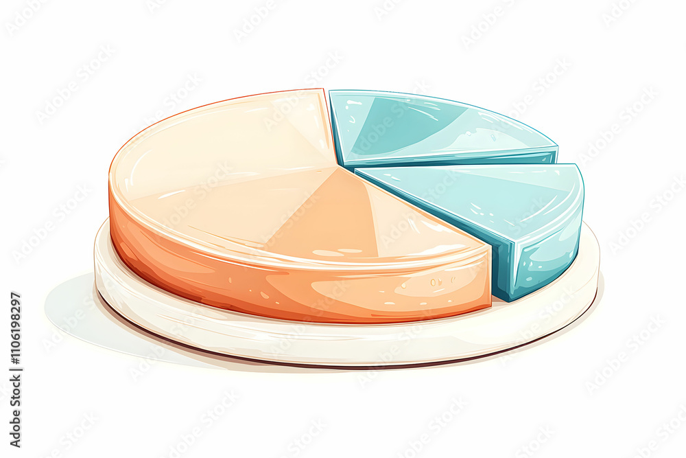 Poster colorful pie chart illustration representing data segmentation for visual analysis in reports, prese