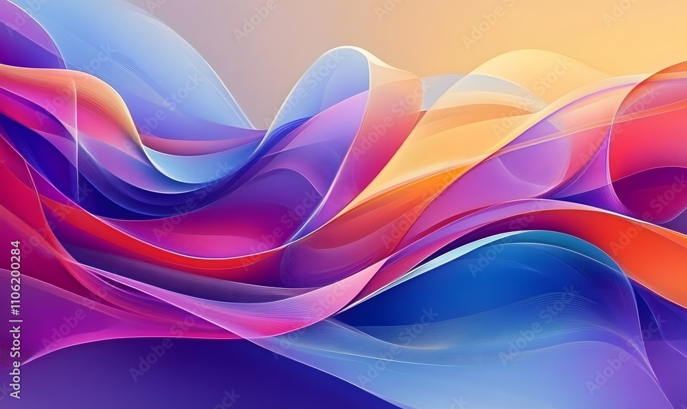 Poster abstract colorful background with waves, generative ai