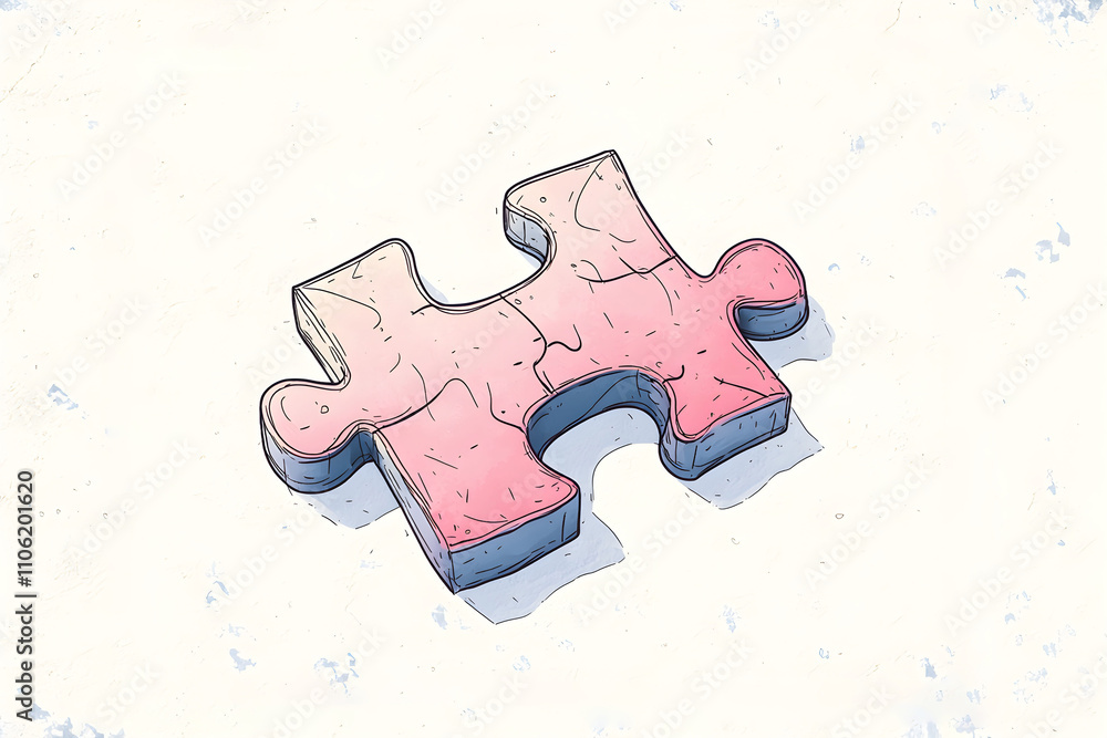 Poster colorful puzzle piece illustration depicting uniqueness and problem-solving through creativity, perf