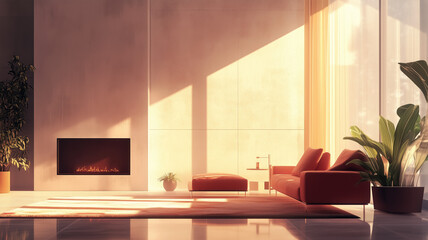 Stylish Living Room. Modern Interior Design Background. Generative AI.