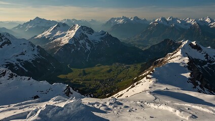 Grindelwald Alps from the First peak in Switzerland.
