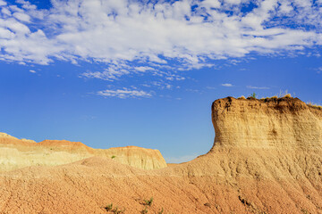 Rugged multi color plains, mountains and valleys of Badlands National Park near Wall, South Dakota