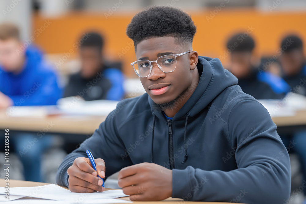 Aufkleber student studying in classroom during a focused learning session in the afternoon