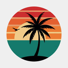 Silhouette surfing beach vector art