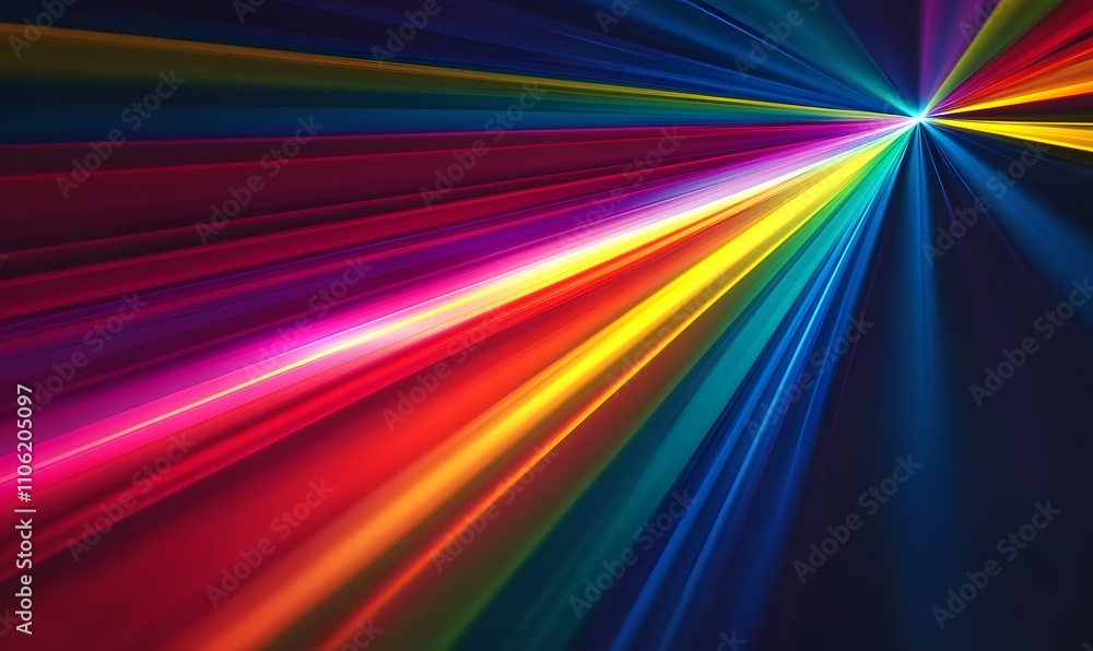 Poster abstract background with colorful radial rays of light, generative ai