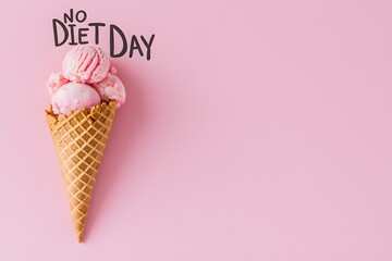 NO DIET DAY creamy title design featuring melting ice cream, symbolising indulgence, freedom from restrictions, and the joy of enjoying treats guilt-free