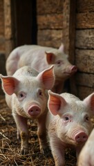 Group of pigs in a farmyard.