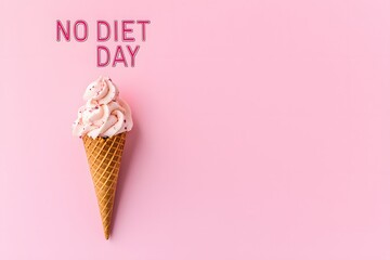 NO DIET DAY creamy title design featuring melting ice cream, symbolising indulgence, freedom from restrictions, and the joy of enjoying treats guilt-free
