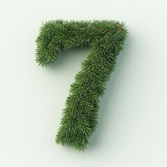 Number 7 made of beautiful green color coniferous branches