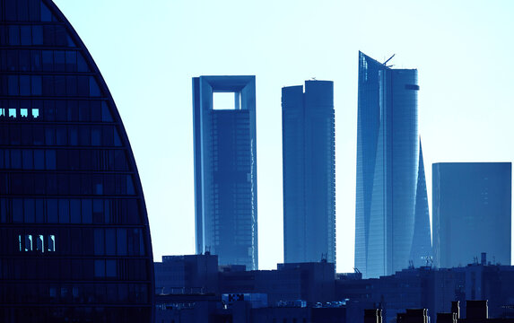 Iconic modern buildings of the city of Madrid and its skyline