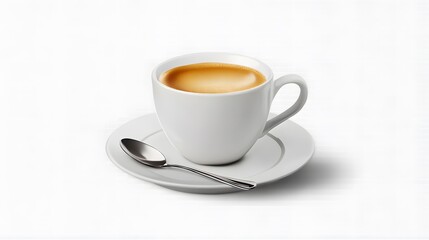 Obraz premium Espresso cup with metal spoon isolated on transparent background