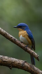 Fototapeta premium Hainan Blue Flycatcher perched on a branch.