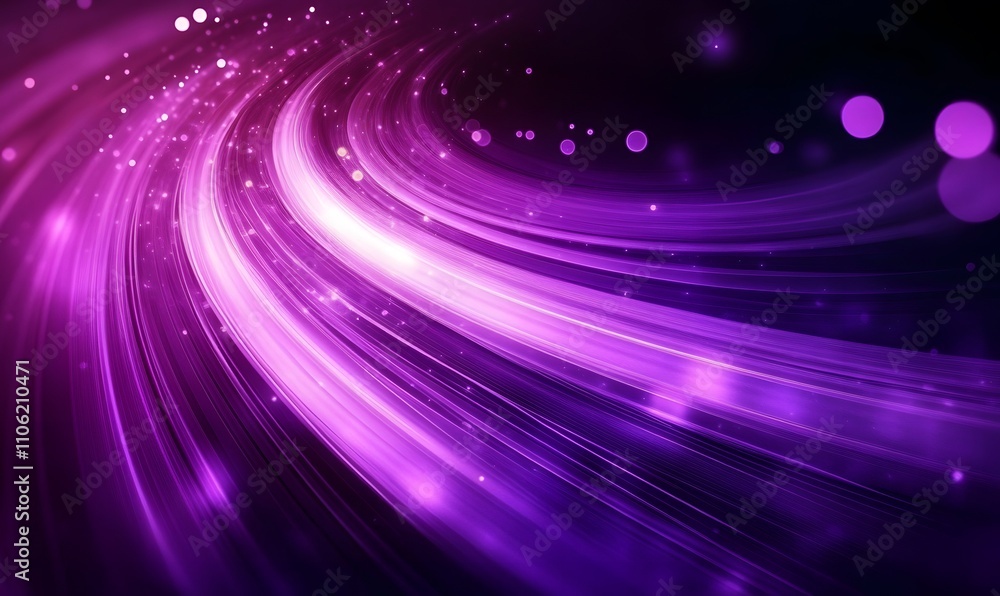 Poster abstract purple glowing background with speed lines and curves, dynamic purple abstract business bac