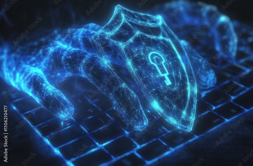 Poster press the enter button on the computer keyboard to activate the cyber shield and secure your digital