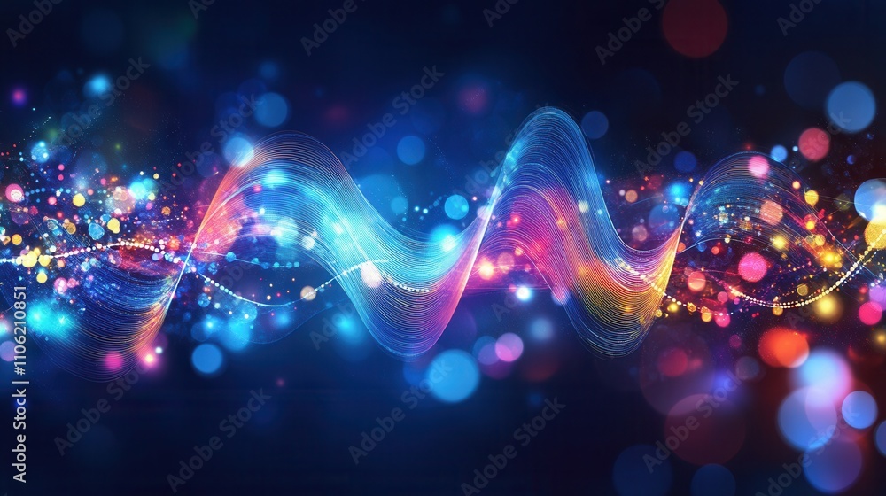 Aufkleber a surge of musical waves. an abstract design with interwoven dots and lines. 3d rendering