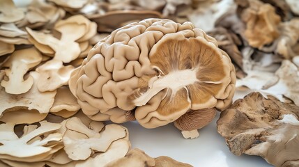 Close-up of human brain showing plaques. Understanding the complexities of neurological conditions through detailed anatomical study.