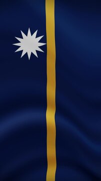 Nauru Waving Flag in Vertical Orientation. Realistic Flag Animation. Seamless Loop Background.	