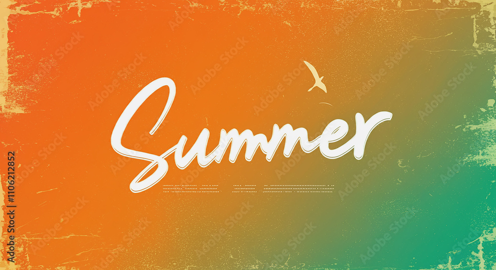 Aufkleber summer poster design with an abstract grainy gradient backdrop noise texture effect in shades of ora