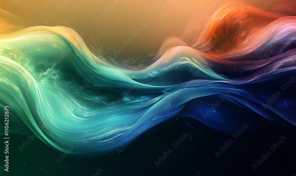 Poster abstract background with waves, generative ai