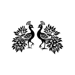 peacock silhouette vector icon white background.