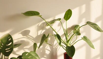 Elegant indoor plant decoration and harmonious aesthetics in sunlight.