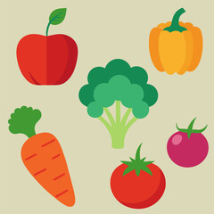 A set of various organic hand drawn illustration of paper cut vegetables