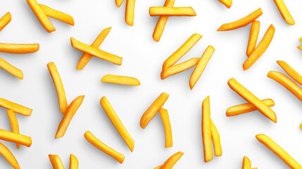 Golden French Fries on Transparent Background