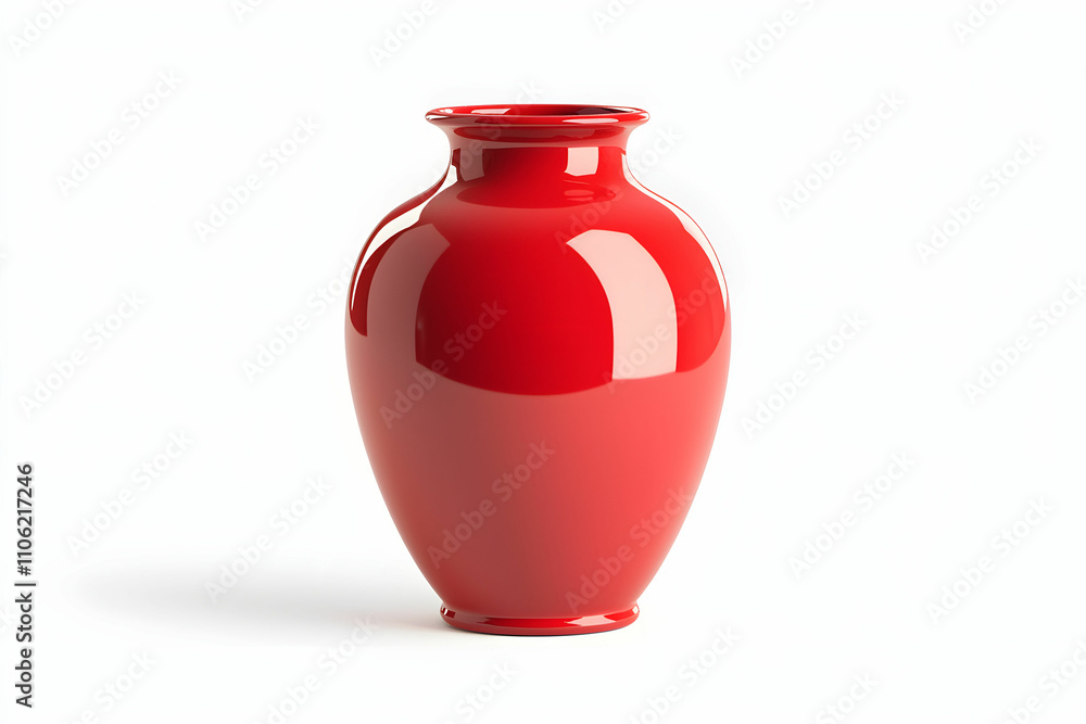 Aufkleber glossy red ceramic vase displaying modern design with smooth curves and reflective surface perfect f