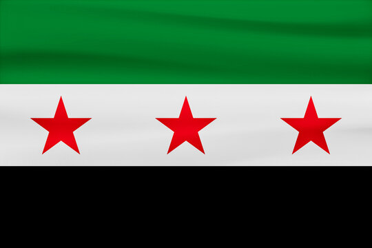 Flag of Syria in motion, green with three symbolic white stars