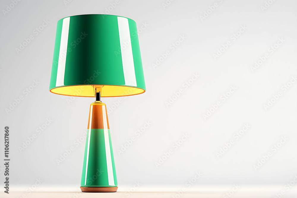 Aufkleber modern and stylish table lamp with bright green shade and unique cone base design in a minimalist se