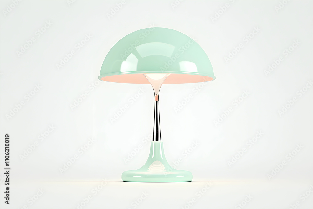 Poster modern minimalist mint green lamp with sleek design and soft illumination on a plain background