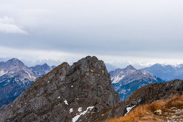 Fototapeta premium Panoramic view from Karwendel summit to the Tyrolean Alps.