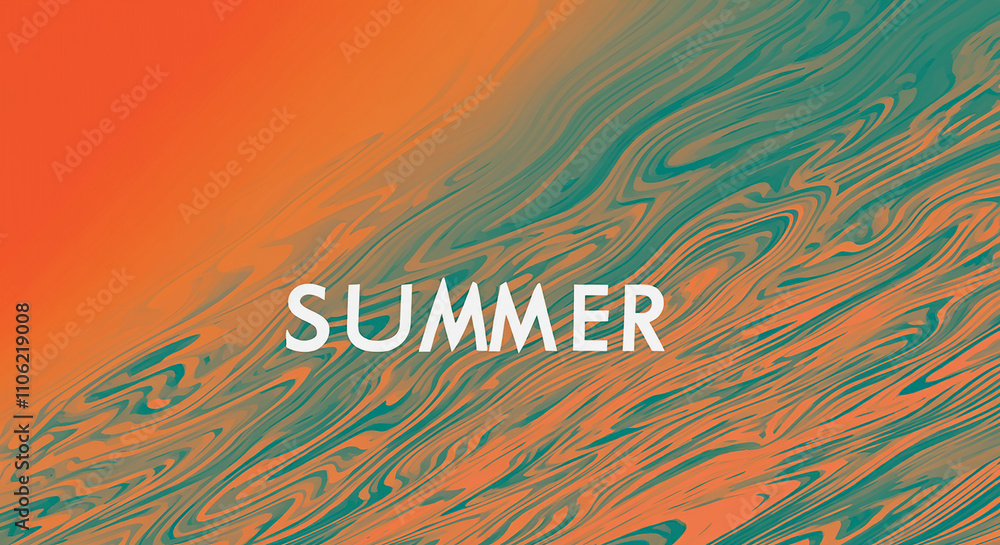 Aufkleber summer poster design with an abstract grainy gradient backdrop noise texture effect in shades of ora