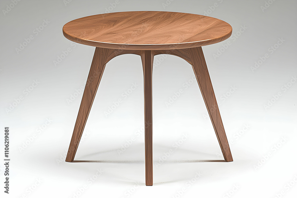 Poster modern round wooden table with elegant design and unique tapered legs suitable for dining or accent 