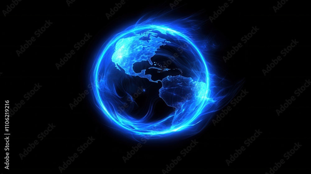 Aufkleber background of the global planet. point on the world map. 3d rendering. network of the earth