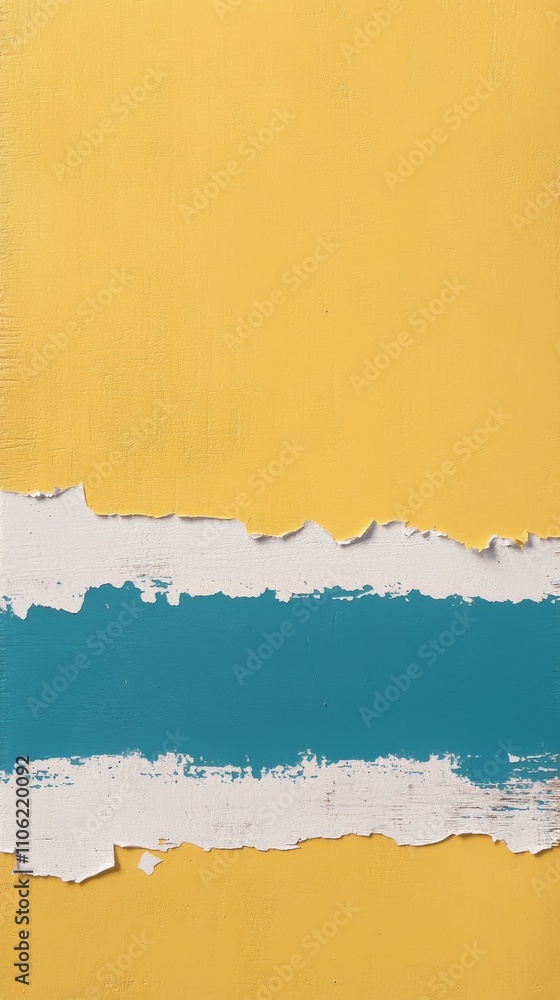 Aufkleber colorful torn paper background in teal and yellow creating a striking design element