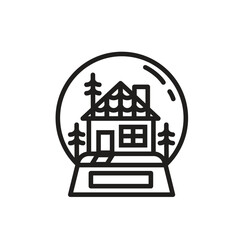 snow globe filled with miniature glass house containers, christmas day icon for flat style greeting, suitable for poster and web icon