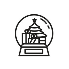 Obraz premium snow globe with gift and glass container tree, christmas day icon for flat style greeting, suitable for poster and web icon