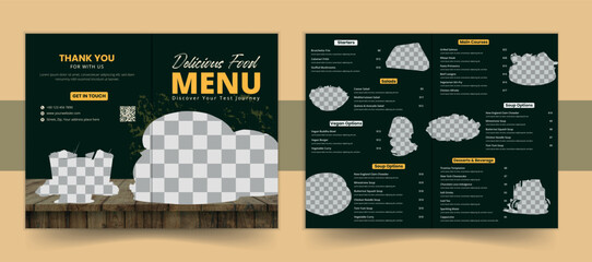 Premium Pizzeria  Restaurant food menu brochure template, bifold Menu to pizza restaurant price list modern cover layout