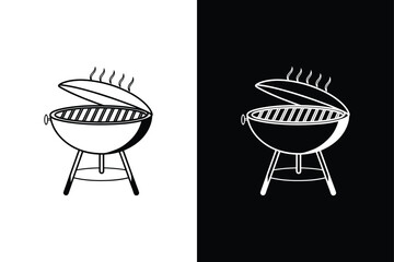 Grill BBQ vector icon design vector on White Background ,Vector Art Illustration on white background.