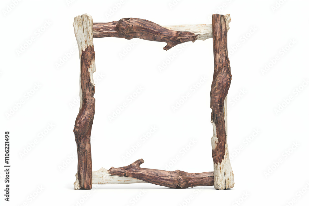 Poster rustic wooden frame with unique twisted design ideal for art and photography display in natural sett