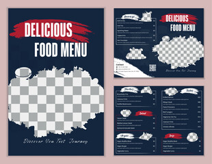 Premium  Restaurant food menu brochure template, bifold Menu to pizza restaurant price list modern cover layout