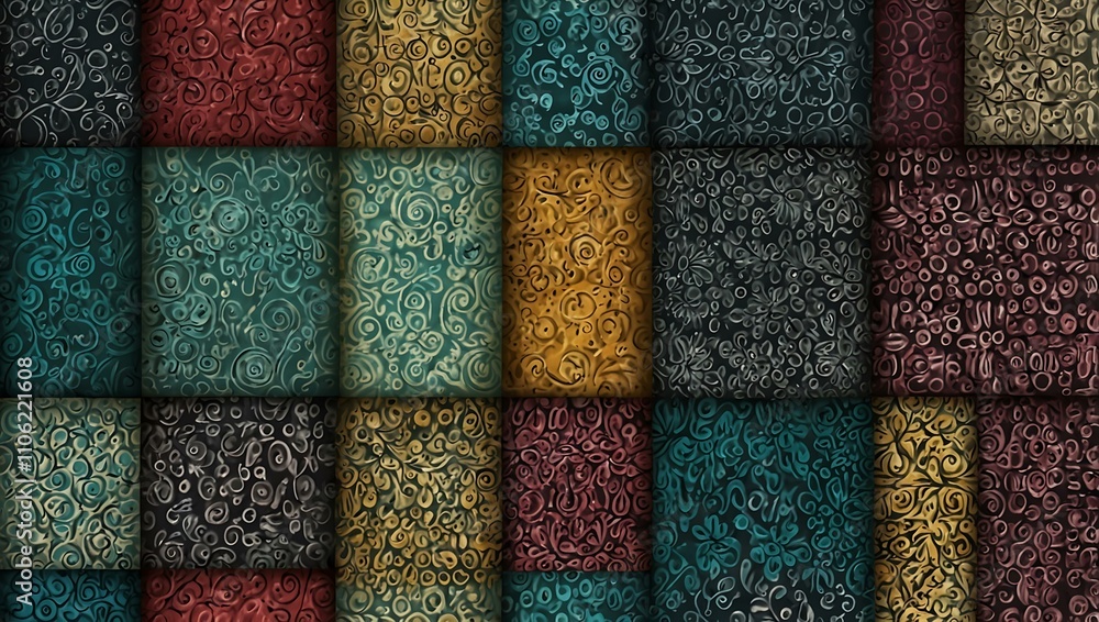 Poster hand-drawn seamless patterns for fabric and abstract backgrounds.