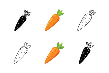 Carrot Vector Set - Fresh Organic Vegetable Illustration for Healthy Food and Eco-Friendly Designs