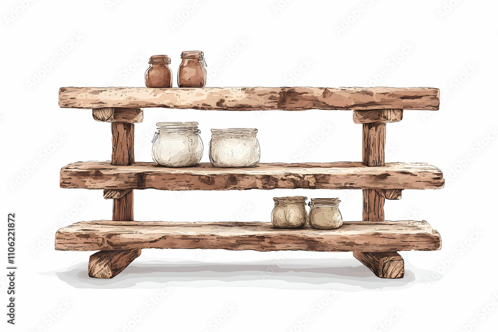 Poster rustic wooden shelf display with jars showcasing natural home decor and storage ideas for rustic int