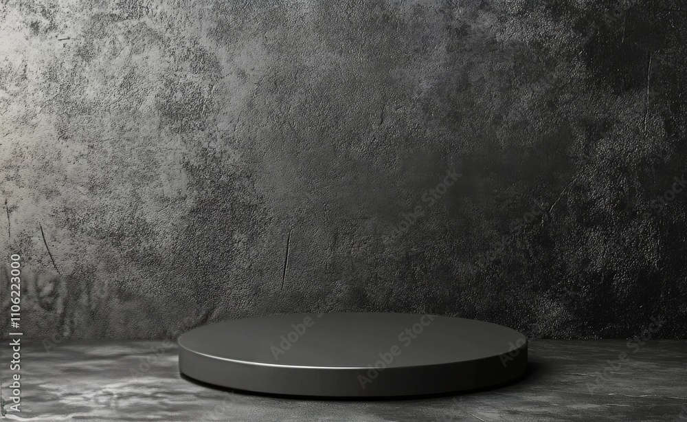 Poster minimalist display area with dark textured background for product presentation