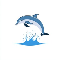 Obraz premium Colorful Dolphin Leaping Above Water Waves in a Minimalist Style Ideal for Marine Life Theme Illustrations or Educational Resources